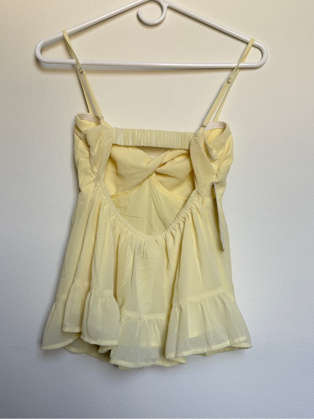 Princess Polly Butter Yellow Ruffled Spaghetti Strap Babydoll Camisole - Picture 2 of 7